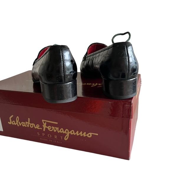 Salvatore Ferragamo Crocodile Embossed Gancini Bit Loafers - Women’s Size 7 - Picture 2 of 7